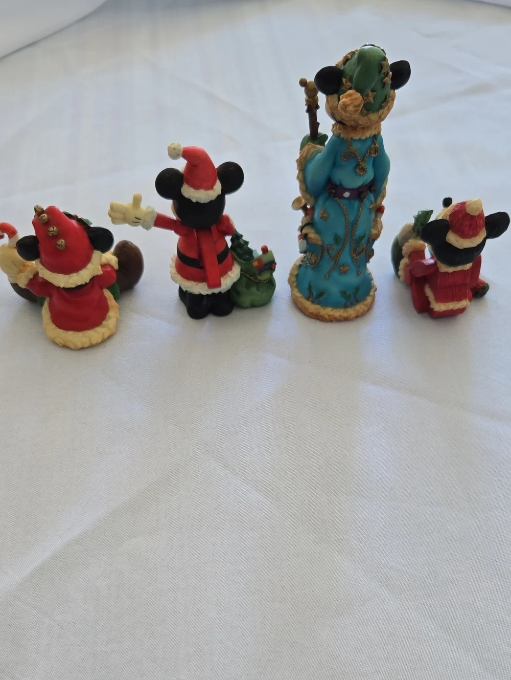 Disney Enesco Mickey Mouse Christmas Figurine Set of 4 Vintage Holiday Decor